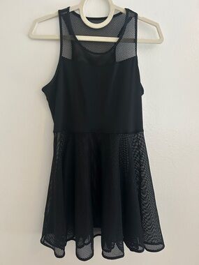 SHEIN Black Mesh Skater Golf Tennis Mini Dress